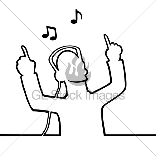 500x500 Listening To Music Through Headphones Gl Stock Images