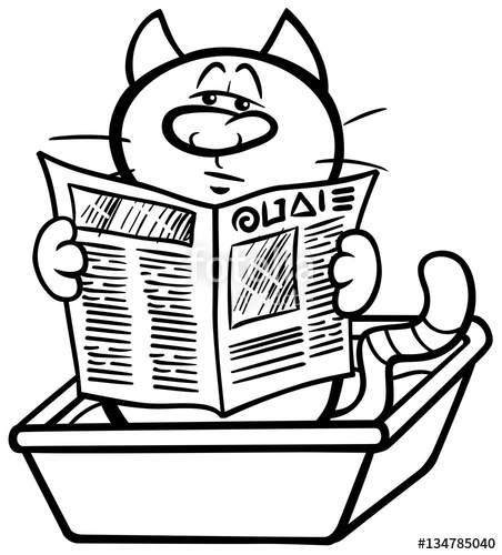 452x500 Cat In Litter Box Coloring