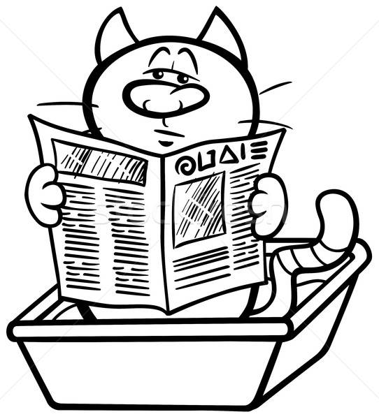 542x600 Cat In Litter Box Coloring