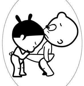 294x300 Little Boy And Girl Cartoon Ensuit Vinyl Wall Decal Sign Funny