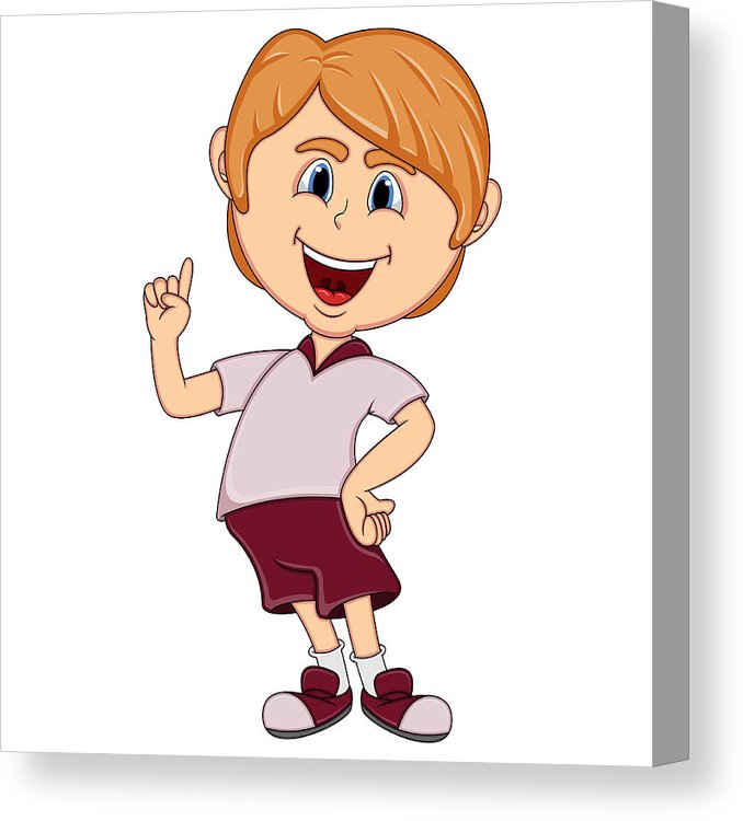 678x750 Little Boy Pointing His Finger Cartoon Canvas Print Canvas Art