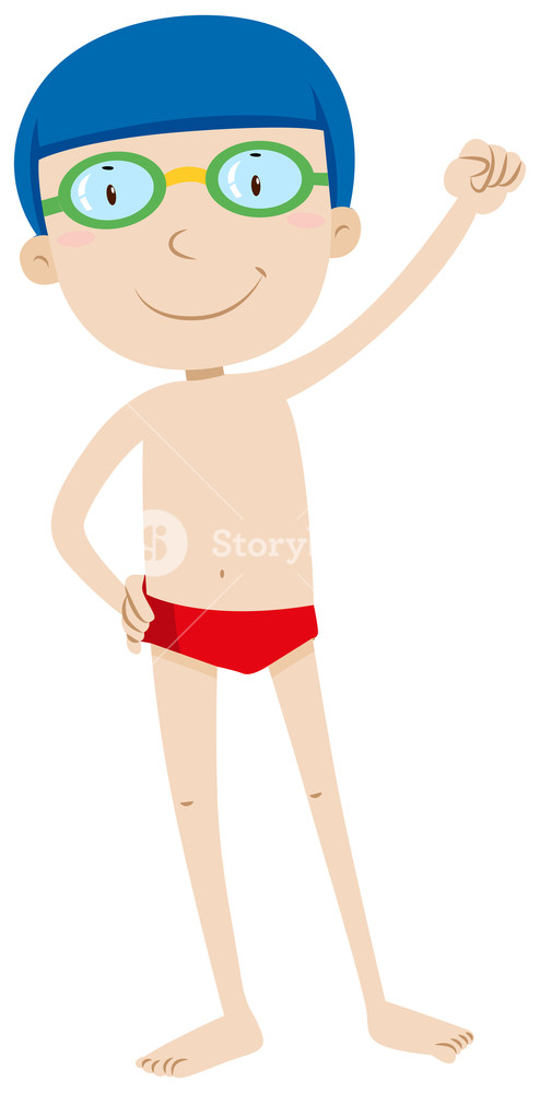 494x1000 Little Boy In Swimming Suit Illustration Royalty Free Stock Image