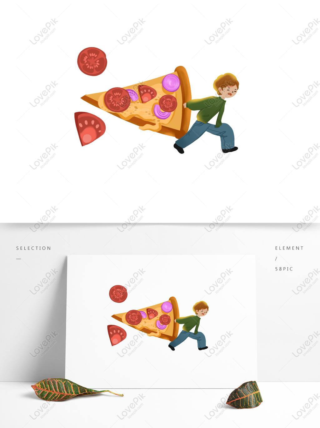 1024x1369 Cartoon Creative Little Boy Dragging Pizza Graphics Image Picture