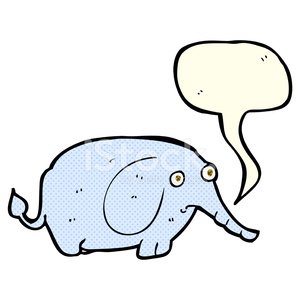 300x300 Cartoon Sad Little Elephant With Speech Bubble Premium Clipart