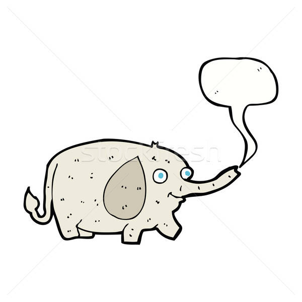 600x600 Cartoon Funny Little Elephant With Speech Bubble Vector