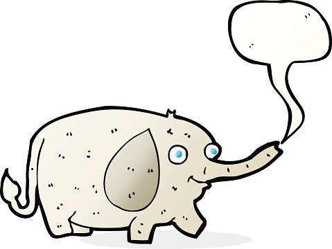 479x360 Cartoon Funny Little Elephant With Speech Bubble Premium Clipart