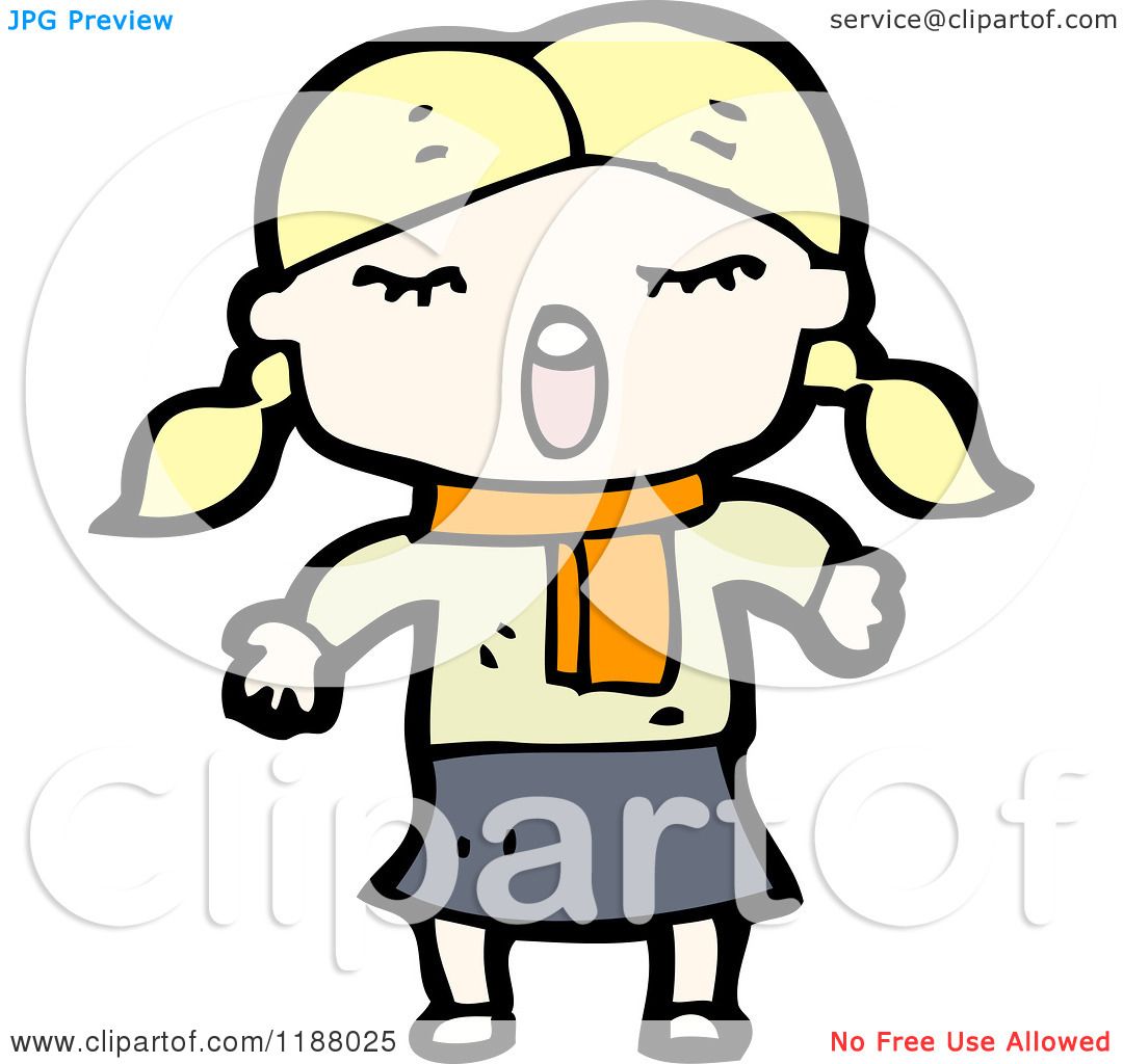 1080x1024 Cartoon Of A Little Girl With Pigtails
