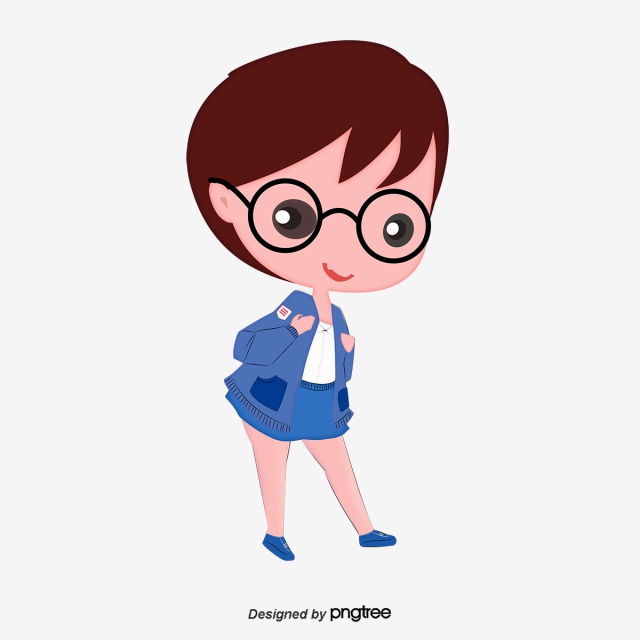 640x640 Cartoon Little Girl With Glasses, Wear Glasses, Cartoon, Little