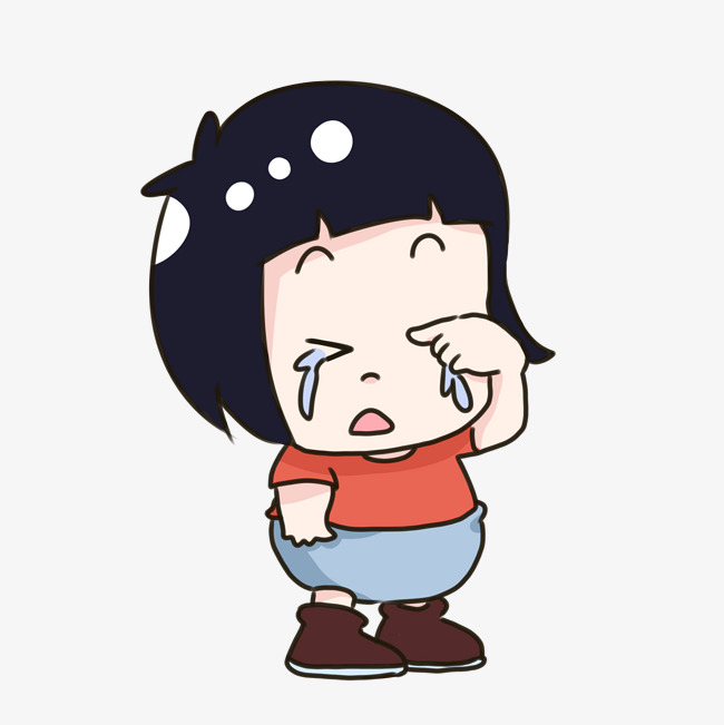 650x651 Hand Drawn Cartoon Crying Little Girl Image