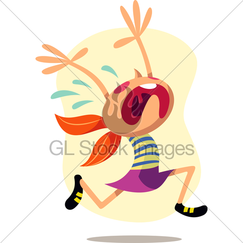 500x500 A Vector Illustration Of A Girl Running And Crying Gl Stock Images