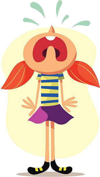 346x612 A Cartoonish Drawing Of A Young Girl In A Skirt Standing Upright