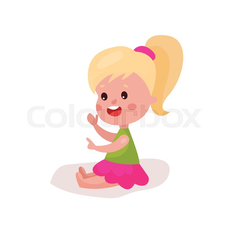800x800 Cute Blonde Little Girl Sitting On The Stock Vector Colourbox