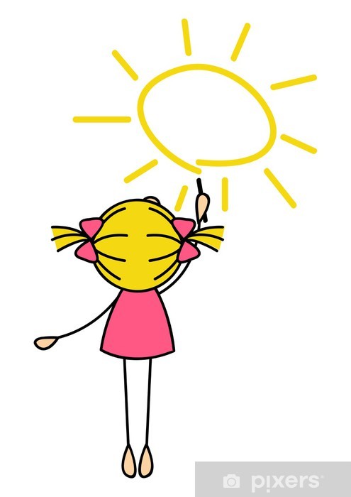 495x700 Cute Little Girl Drawing Sun Wall Mural We Live To Change