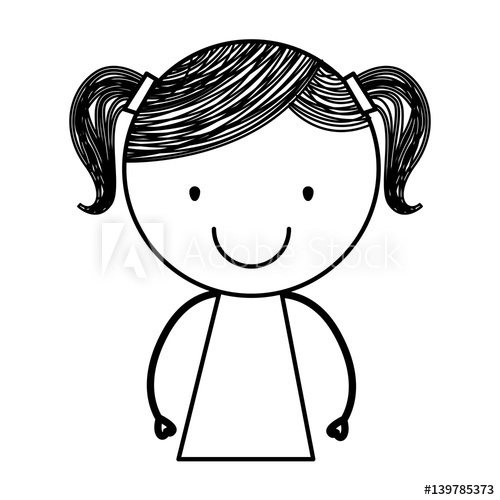 500x500 Cute Little Girl Drawing Character Vector Illustration Design