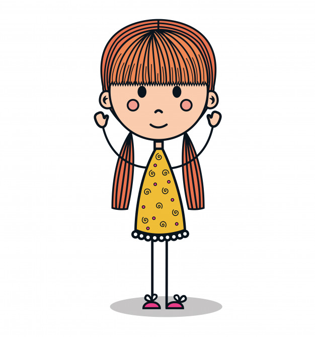 626x668 Cute Little Girl Drawing Vector Illustration Design Vector