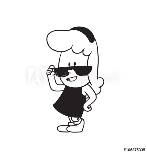 480x500 vector cartoon image of a cute little girl little girl with wavy