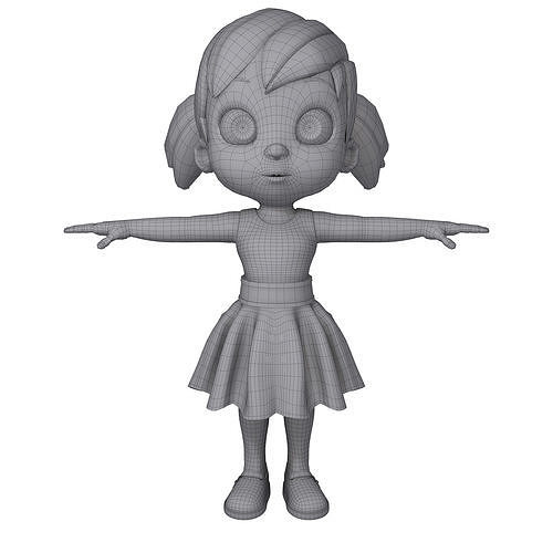 500x500 Cartoon Little Girl Rigged Model Cgtrader