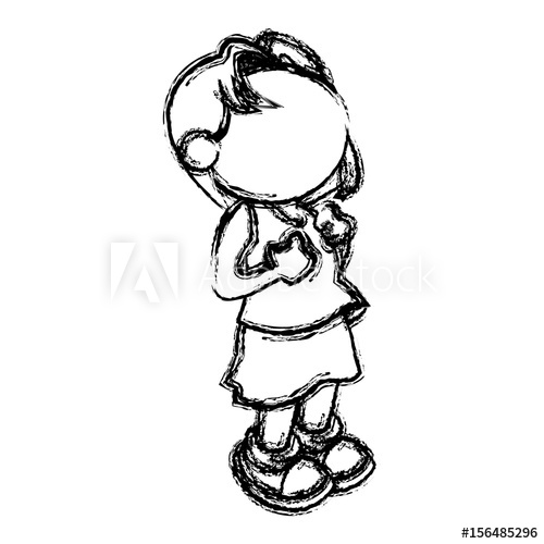 500x500 Little Girl Child No Face Image Vector Illustration