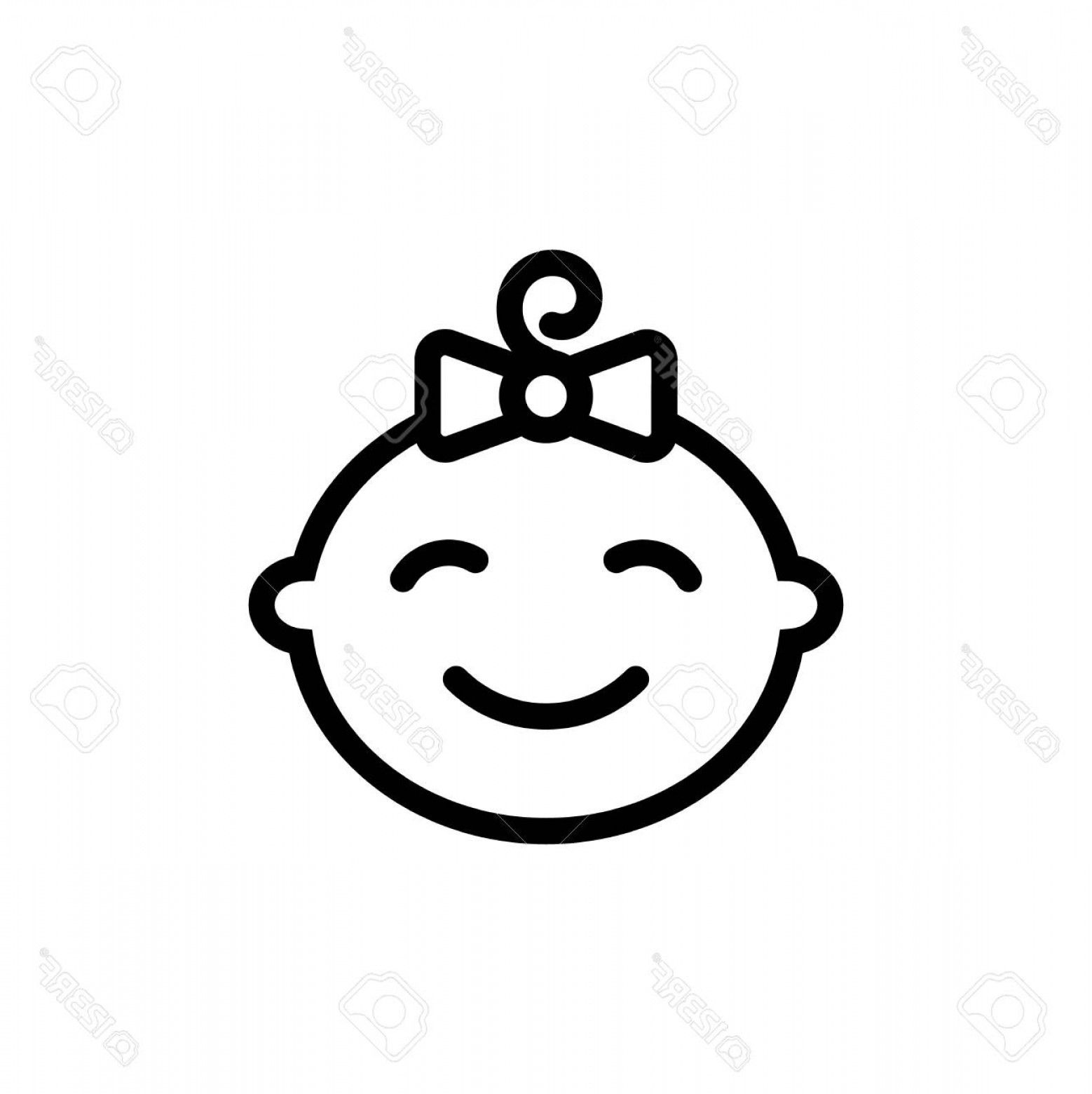 1558x1560 Photostock Vector Cute Baby Girl Face Thin Line Icon Outline