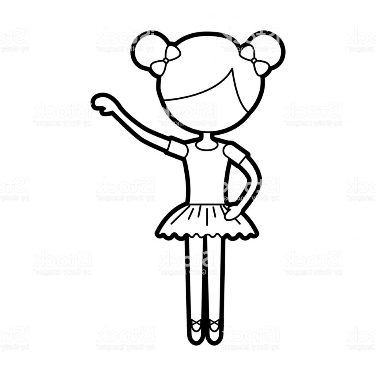 1228x1228 The Little Girl Danced Ballet With Tutu Dress And Bun Hair Gm