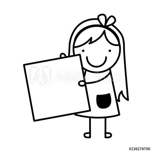 500x500 Little Girl Drawing Isolated Icon Vector Illustration Design
