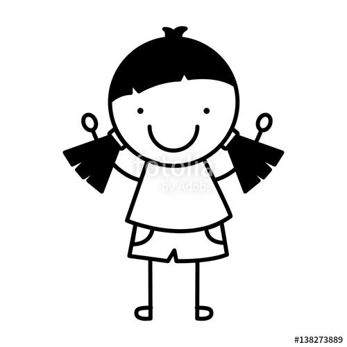 500x500 Little Girl Drawing Isolated Icon Vector Illustration Design