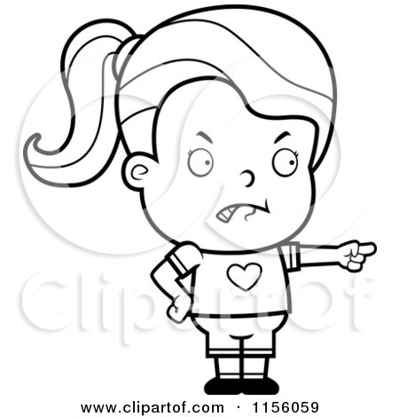 450x470 Cartoon Clipart Of A Black And White Little Girl Pointing