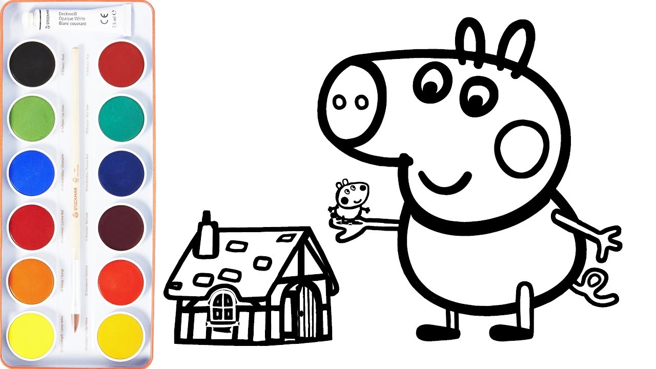 1280x720 Peppa Pig Baby Draw Big George Little House