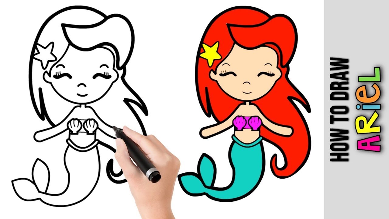 1280x720 How To Draw Ariel The Little Mermaid Easy Drawings Tutorial