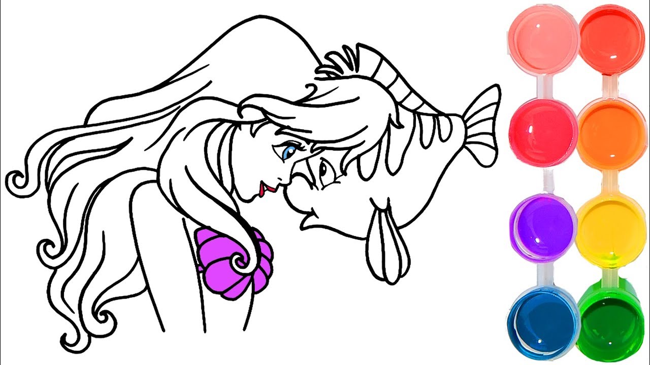 1280x720 How To Draw Color The Little Mermaid Ariel Fish Drawing