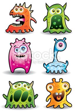 257x380 Cute Little Monsters Or Aliens On A White Background