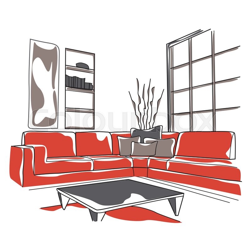 800x764 Drawing Room Editable Vector Stock Vector Colourbox