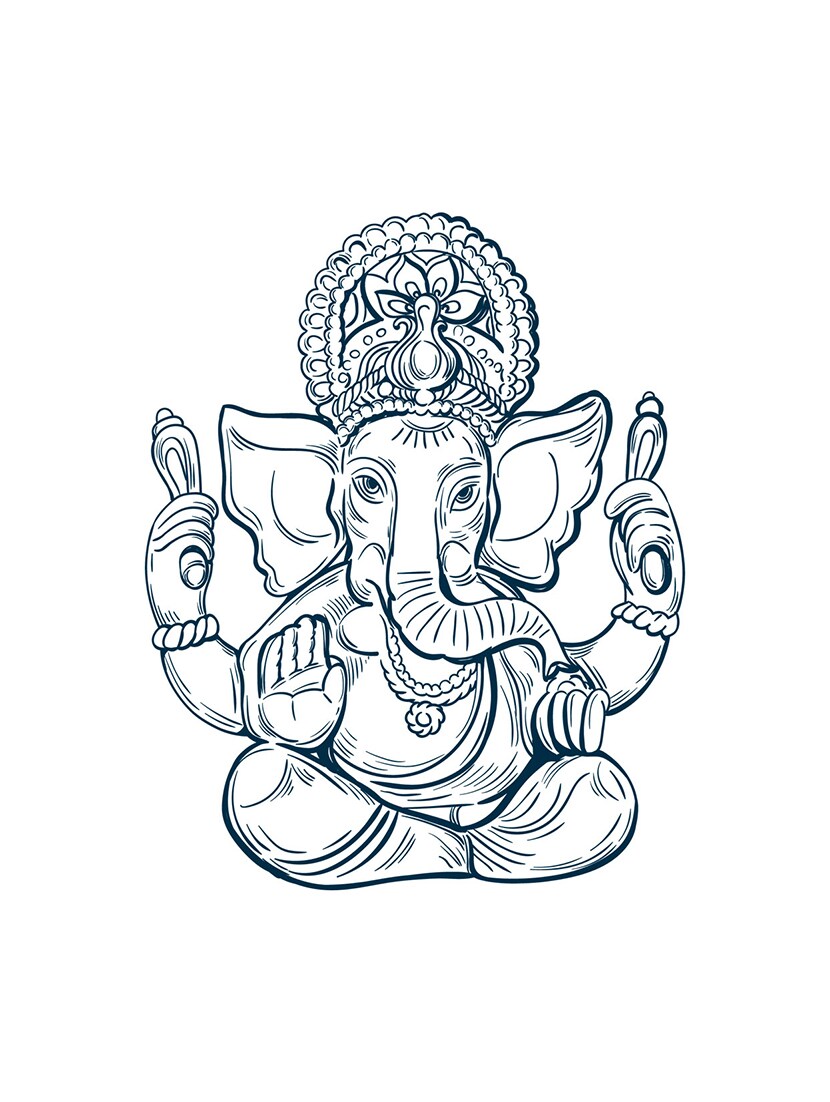 830x1102 Buy Sehaz Artworks Ganpati Blue Multi Wall Decal Or Living Room