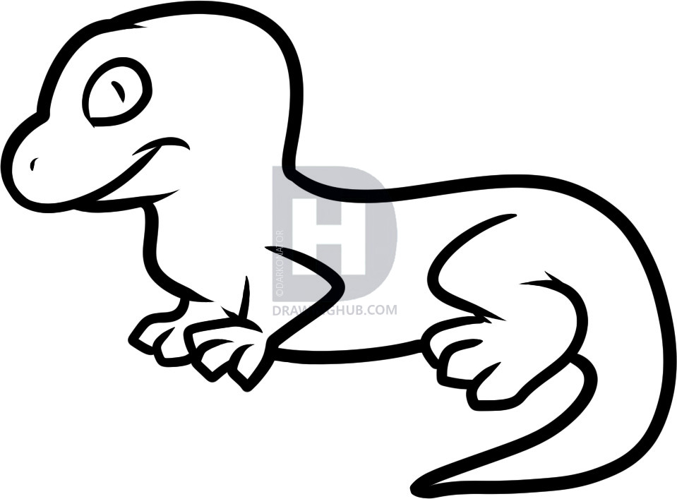 959x707 How To Draw A Lizard For Kids, Step
