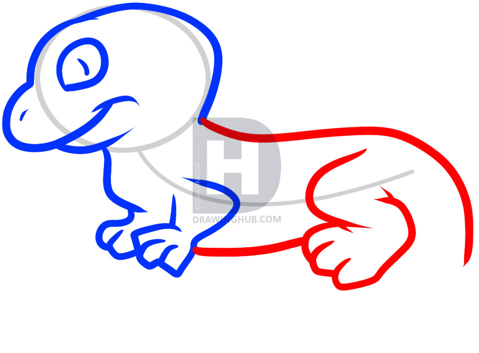 959x707 How To Draw A Lizard For Kids, Step