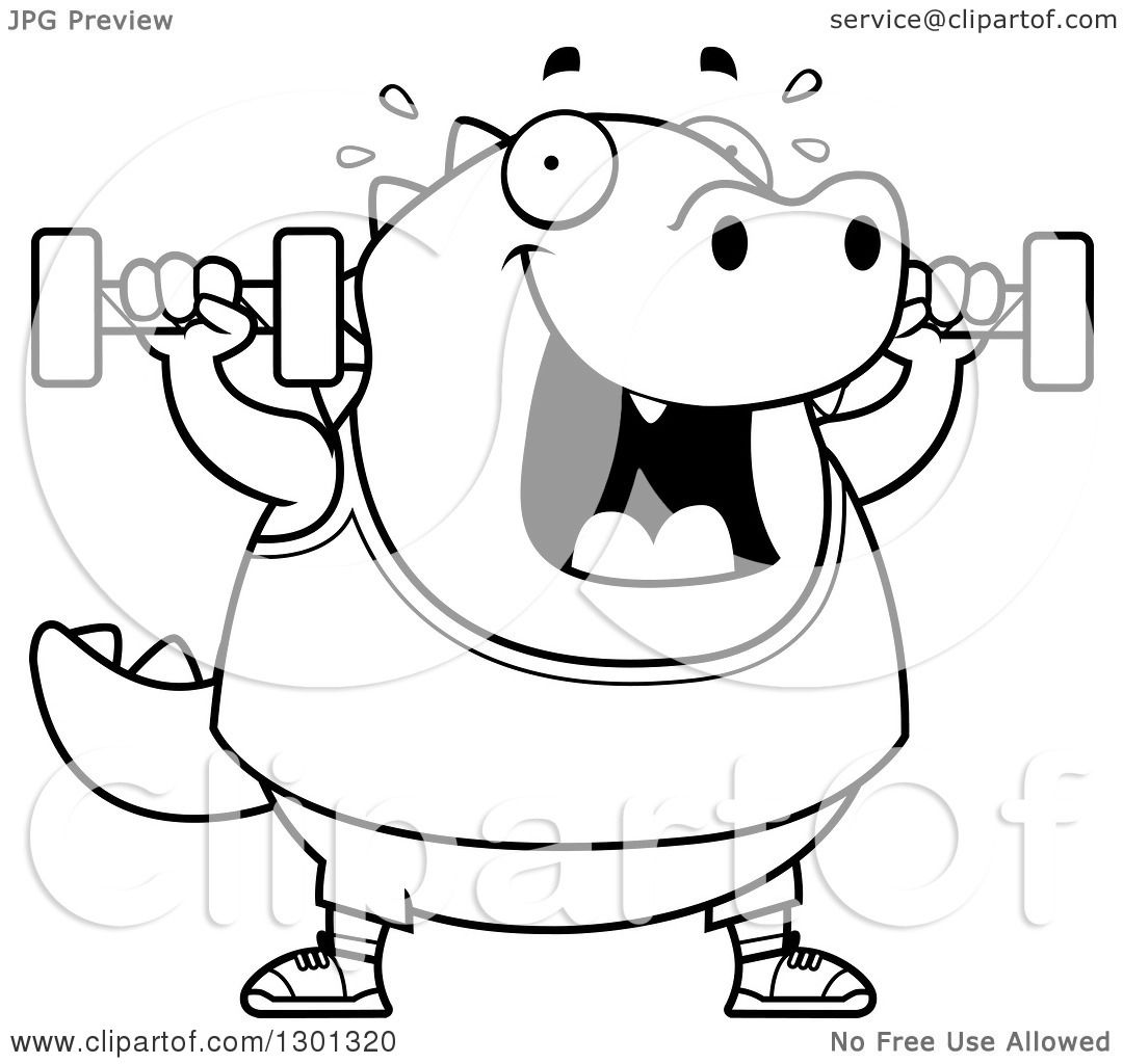 1080x1024 Outline Clipart Of A Cartoon Black And White Chubby Lizard Working