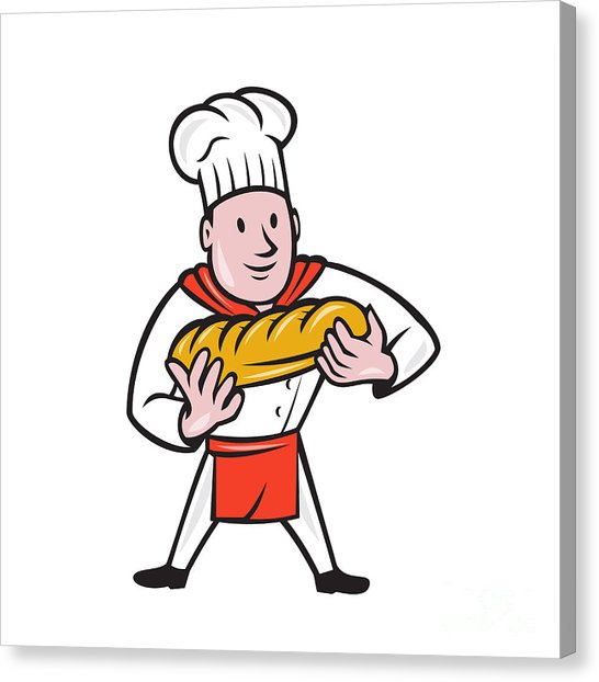 546x622 Baker Holding Bread Loaf Isolated Cartoon Digital Art