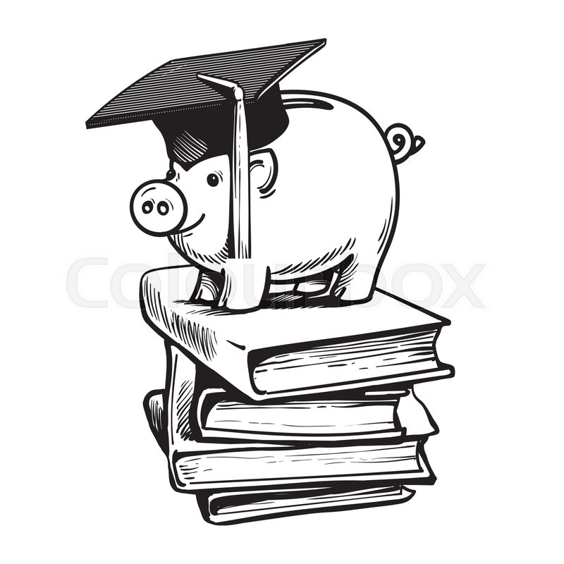 800x800 Piggy Bank In Graduation Hat On Stack Stock Vector Colourbox