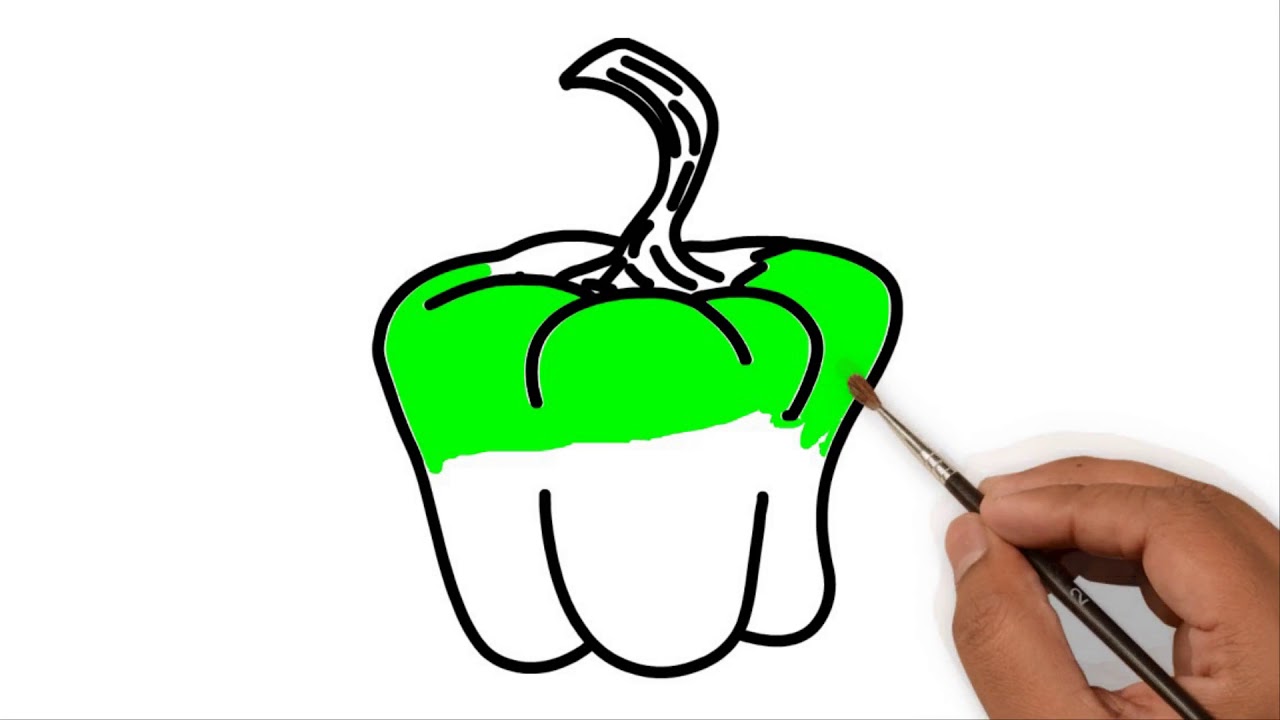 1280x720 Green Pepper Drawing For Kids How To Draw A Pepper Drawing