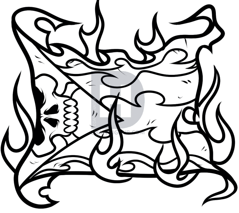 808x720 How To Draw A Burning Flag, Flag Tattoo, Step