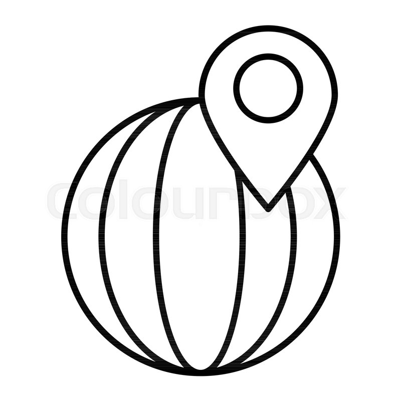 800x800 Location Pointer On Globe Thin Line Stock Vector Colourbox