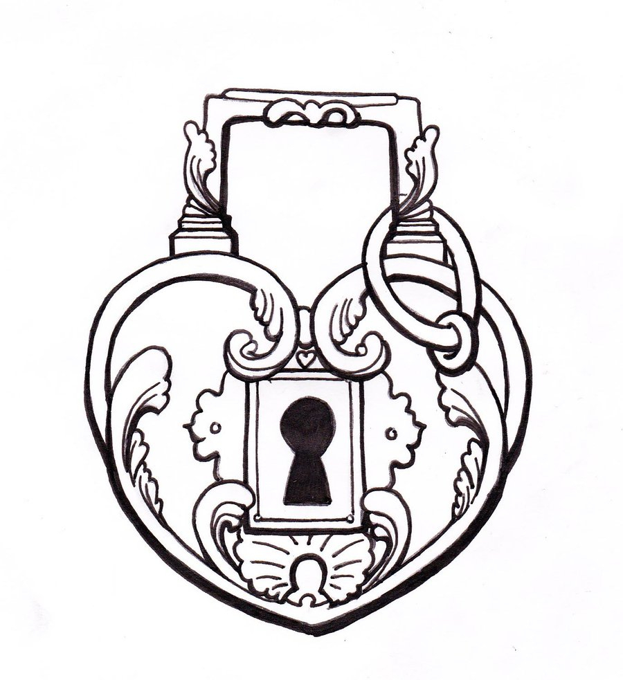 900x983 Lock And Key Drawing Real Heart Free Clipart