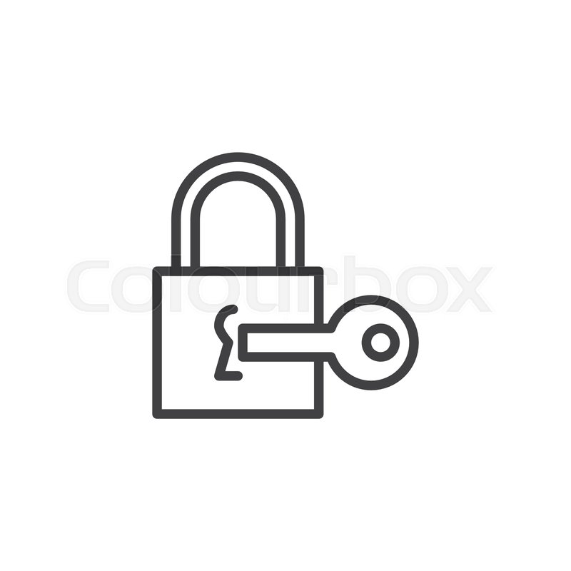 800x800 Lock With Key Outline Icon Linear Stock Vector Colourbox