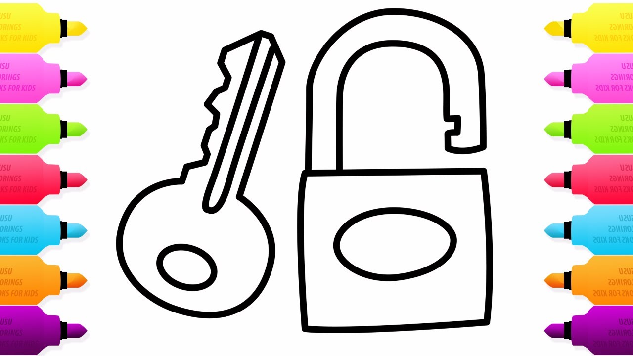 1280x720 coloring pages key and lock how to draw and color key and lock