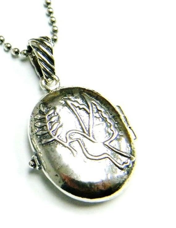 570x738 sterling silver necklace locket engraved with a dove drawing etsy