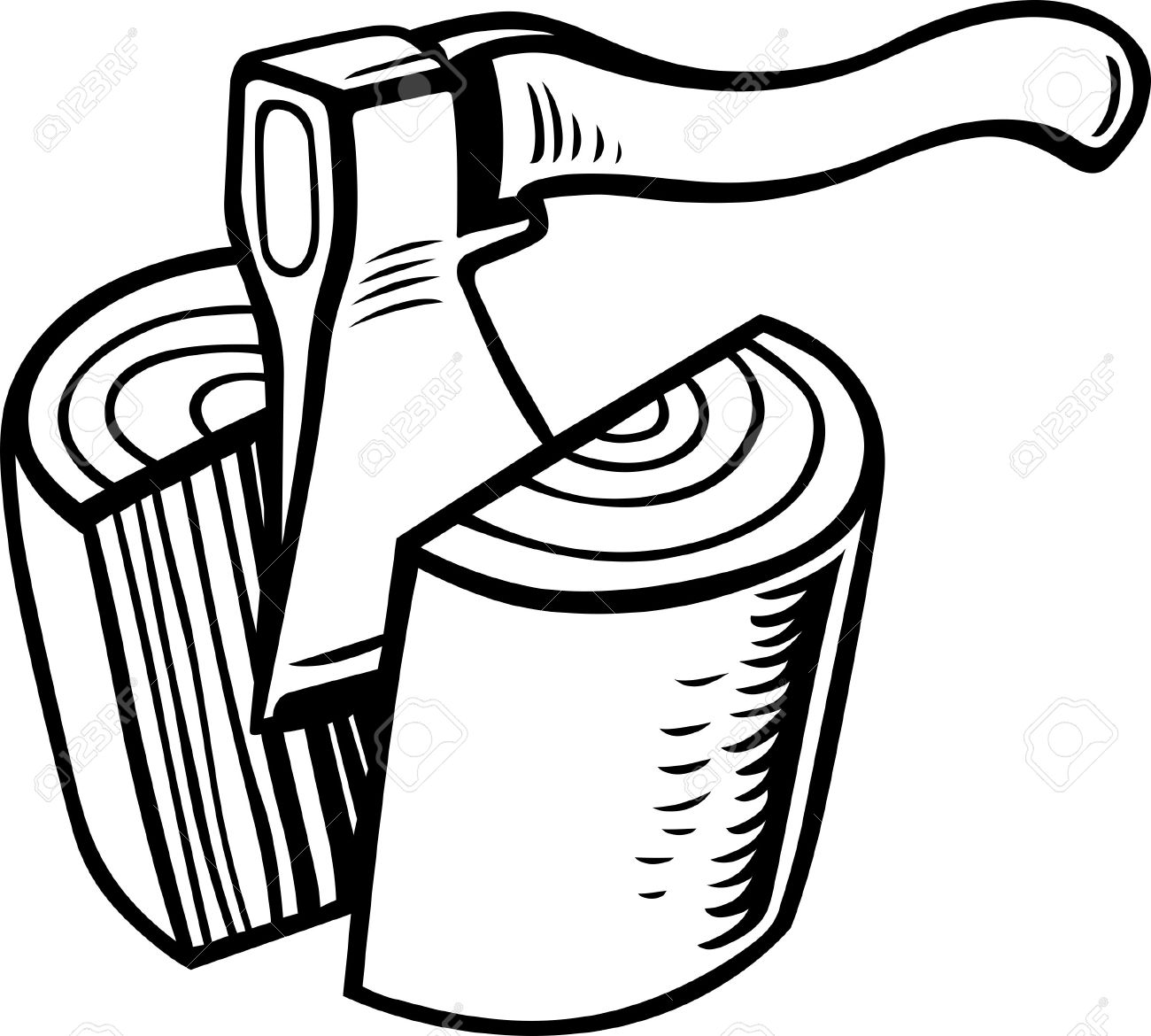 1300x1170 Axe Drawing Log Drawing For Free Download