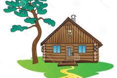 236x157 Cabin House Drawing Log Cartoon Step