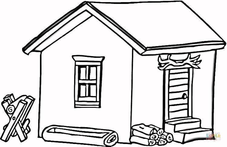 750x488 Click The Log Cabin In Wood Coloring Pages To View Printable