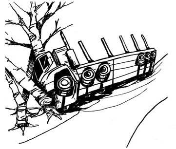 361x306 icy conditions contribute to log truck crash