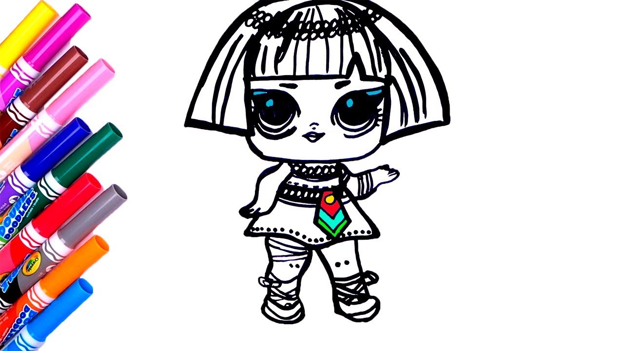 1280x720 How To Draw Lol Cleopatra Doll Coloring For Kids Learn Colors